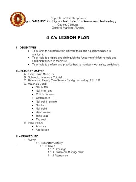 How to Write a Lesson Plan — The 4As Format .